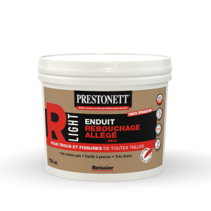 Enduit de rebouchage allégé en pâte Prestonett – pot 750 ml, idéal pour réparer trous et fissures sans alourdir les supports.