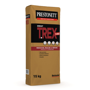 Enduit de rebouchage haute résistance Prestonett T Rex – sac 15 kg, idéal pour combler gros trous et fissures sur de grandes surfaces.